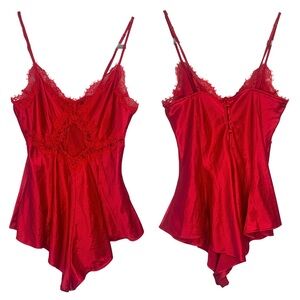 Victoria's Secret Red Satin Lace Chemise